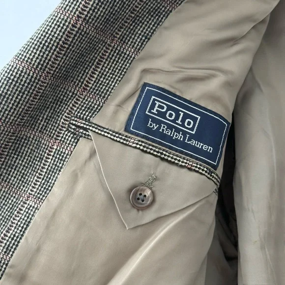 Ralph Lauren Beige and Black Houndstooth Blazer